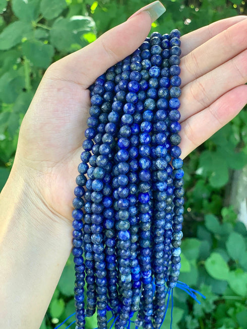 Lapis Lazuli Gemstone Beads, 6mm, Faceted